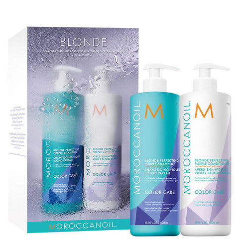 Moroccanoil Blonde Perfecting Purple Shampoo and Conditioner 500ml Duo