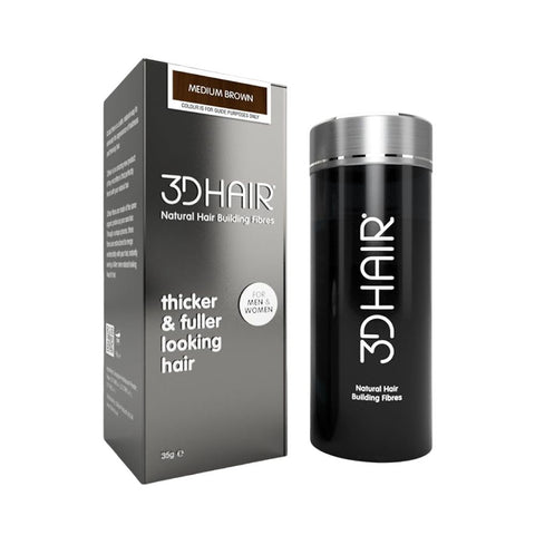 3D Hair Natural Hair Building Fibres for Thinning Hair - Medium Brown 35g